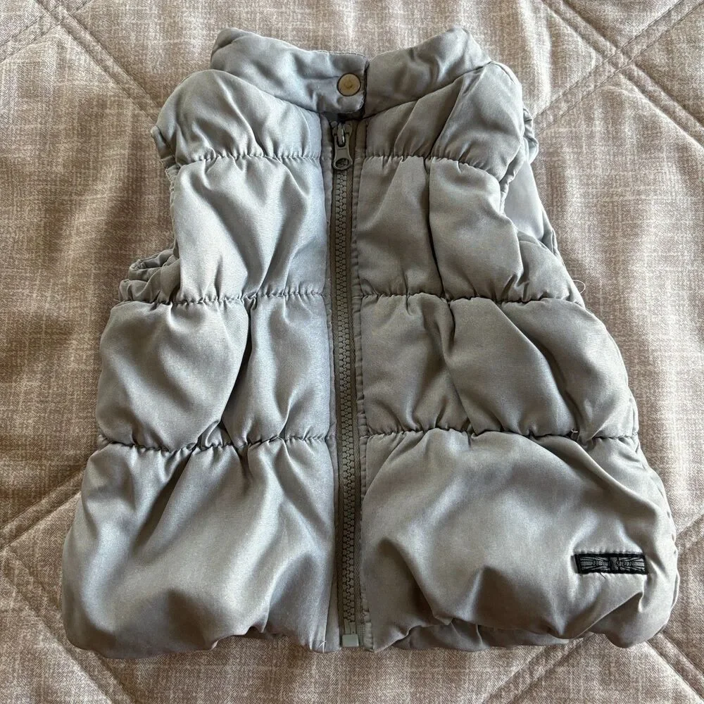 Hudson: Baby Infant Toddler Puffer Vest Gray Full Zip Mock Neck Size 2T